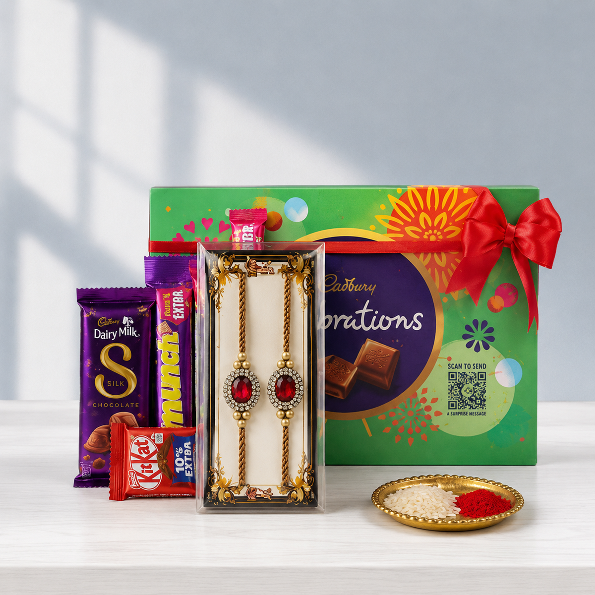 Two Rakhi Chocolate Celebration Set for Raksha Bandhan