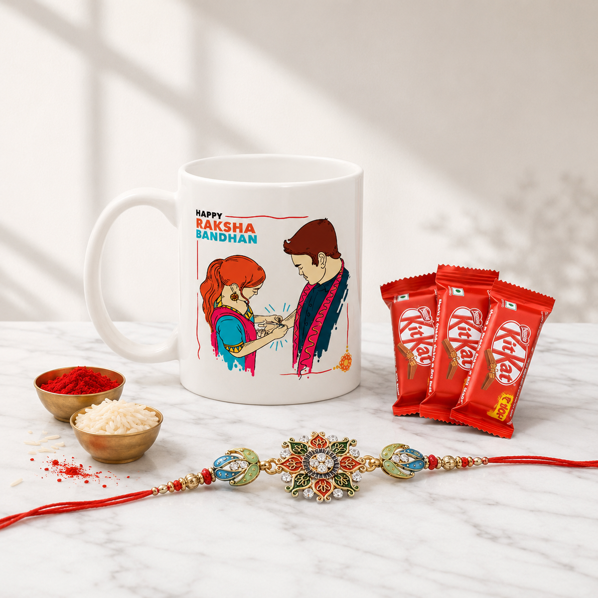 Rakhi Mug and KitKat Combo for Raksha Bandhan