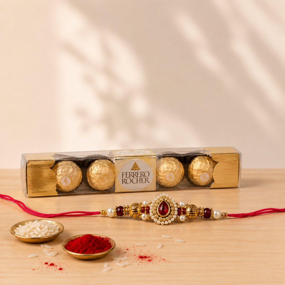 Pearl Rakhi with Ferrero Rocher for Raksha Bandhan