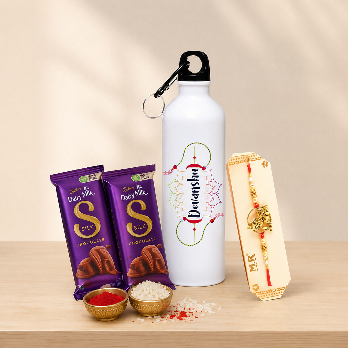Rakhi Bottle and Silk Chocolate Set for Raksha Bandhan