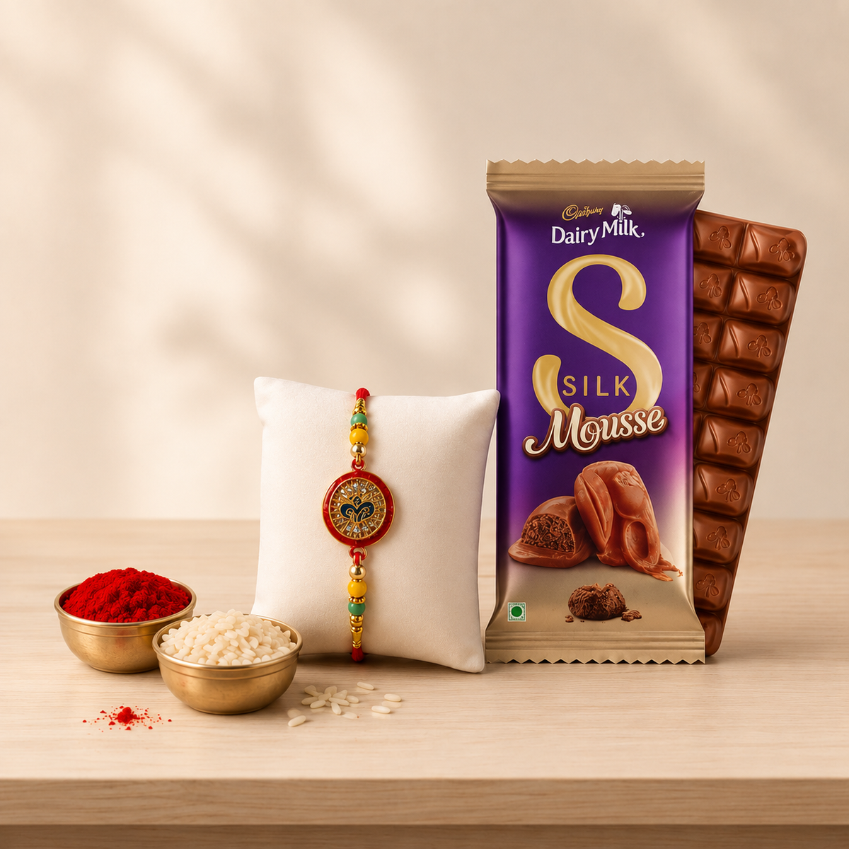 Rakhi with Silk Mousse Chocolate for Raksha Bandhan