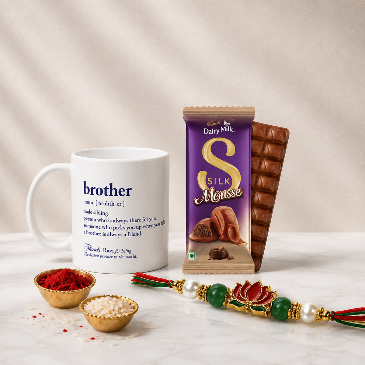 Lotus Rakhi Mug Chocolate Combo for Raksha Bandhan