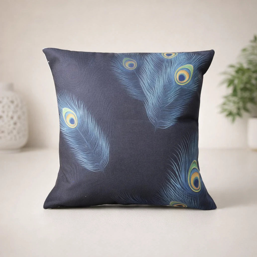 Peacock Feather Janmashtami Cushion [Bloomcentral AI b7b28976]
