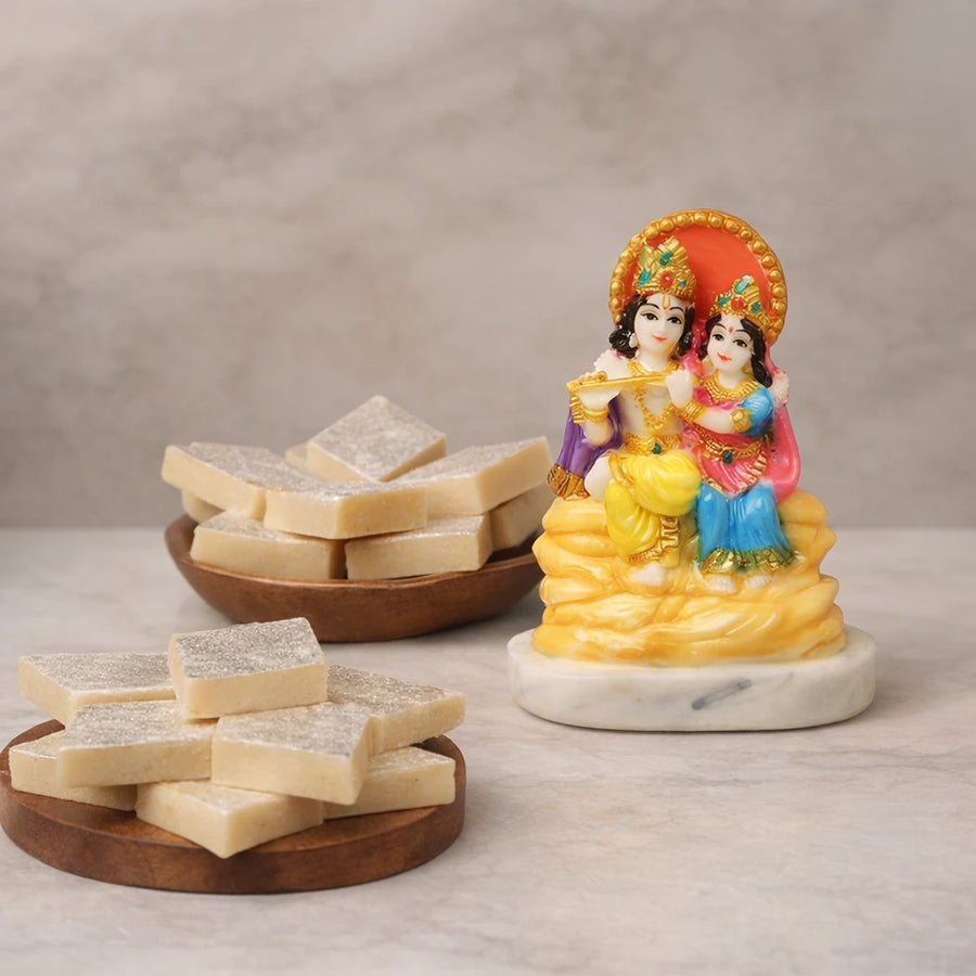 Radhe Krishna Idol With Sweets