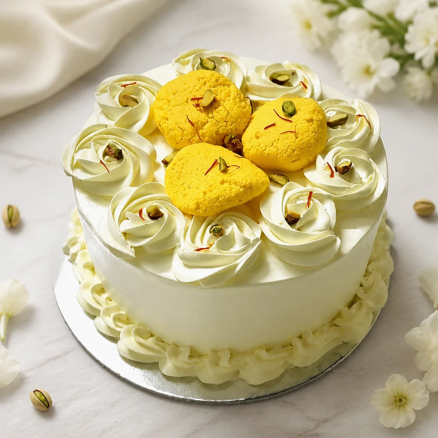 Tempting Pista Rasmalai Cake