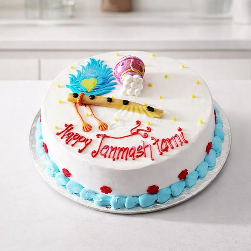 Yummy Vanilla Janmashtami Cake [Bloomcentral AI 380418ac]