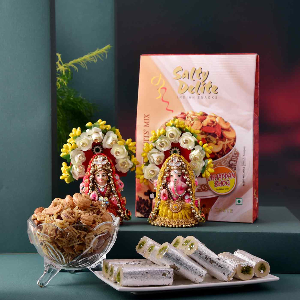 Kaju Roll With Ganesha And Lakshmi