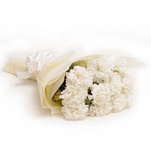 Lovely White Carnation Bouquet - Send Flowers to India 