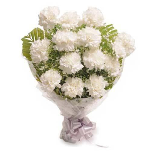 Good Luck White Carnation Bouquet