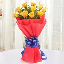 Red And Yellow Bunch - Beautiful Yellow And Red Roses Bouquet