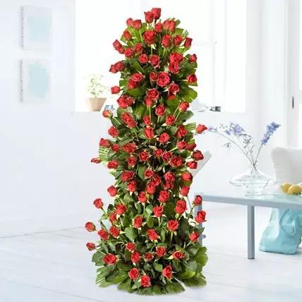 100 Red Roses Tall Arrangement - Bloomsvilla