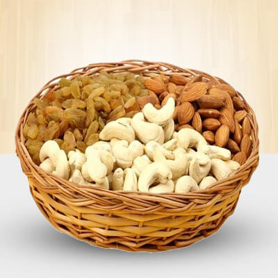 Dryfruits Basket For Grandmother - for Midnight Flower Delivery in India 
