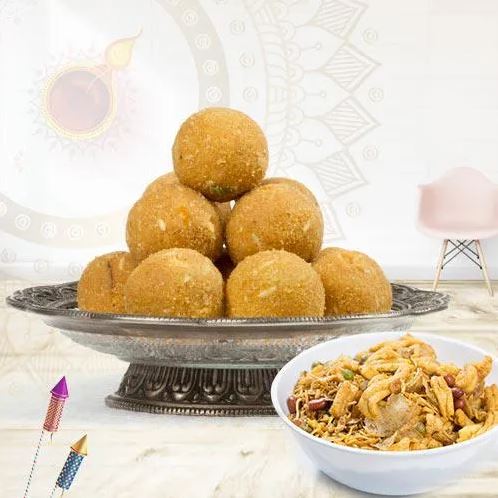 Besan Laddu With Mixture Diwali Special