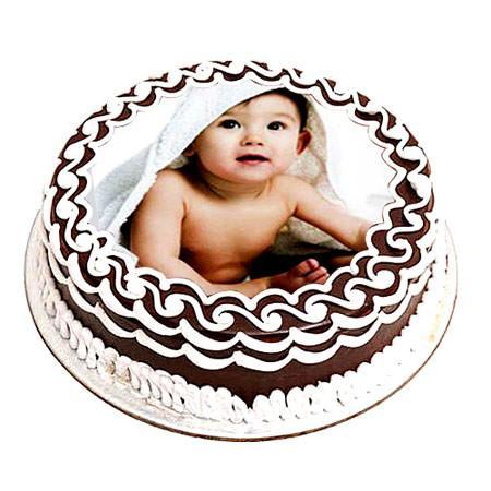 Chocolate Photo Cake One Kg - for Midnight Flower Delivery in India 