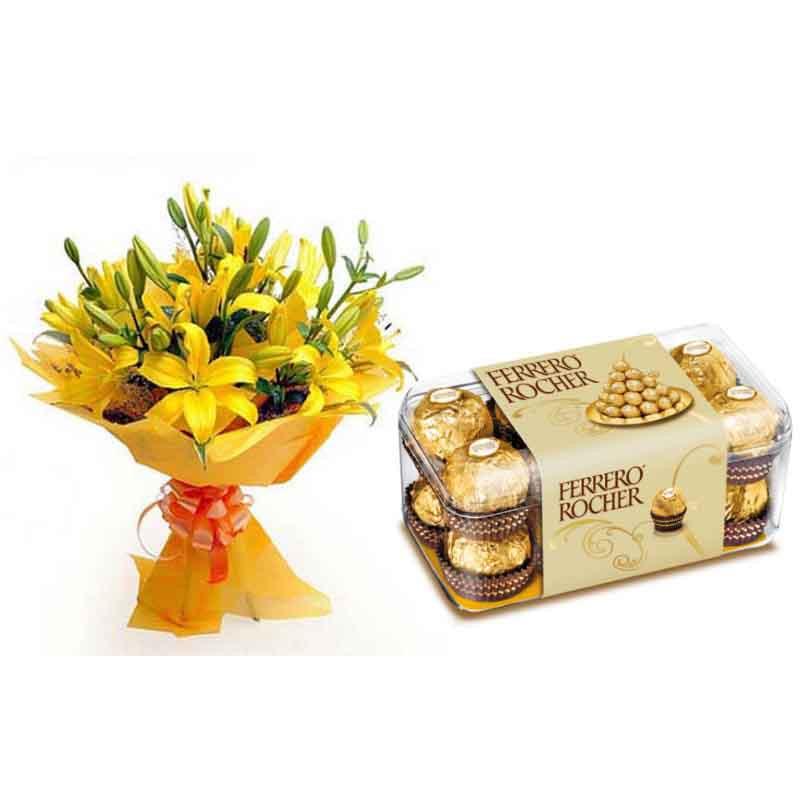 Smile Please Send Flowers and Chocolate Combo Online Bloomsvilla