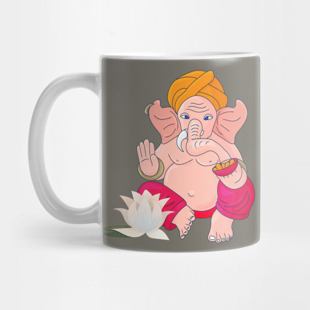 Greyish Beauty Of Ganesha Printed Mug - for Midnight Flower Delivery in India 
