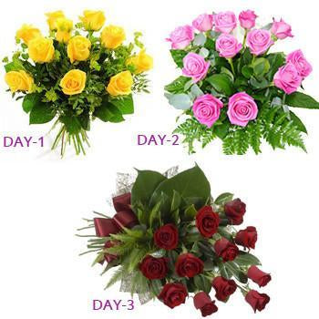 Lovely 3 Day Love - for Midnight Flower Delivery in India 