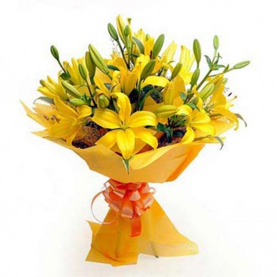 Exotic Yellow Lilies For Teachers Day - for Midnight Flower Delivery in India 