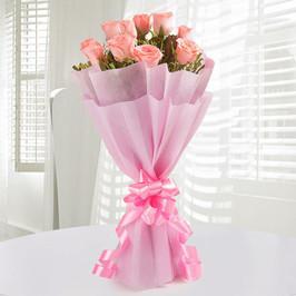 Mini Pink Love - Light Pink Rose Bouquet - Send Flowers to India 