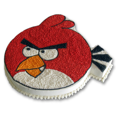 White And Red Angry Bird Theme Cake