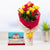 Alluring Melody- Gift Delivery in Occasion | Valentines Day | Hug Day Gifts -This Beautiful combination of Flowers and Sweets consists of 16 Fresh roses (8 Red and 8 Yellow) nicely wrapped with a Red and White paper and Yellow ribbon bow Half kg Kaju Katli Note: While we always strive to ensure that products are accurately represented in our photographs, from season to season and subject to availability, our florists may be required to substitute one or more flowers for a variety of equal or greater quality, appearance and value. Also for cakes, Actual design and arrangement might differ based on chef, seasonal elements and ingredient availability. 