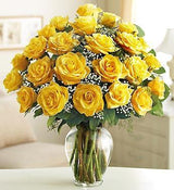 Bright Sunshine - Yellow Roses With Vase