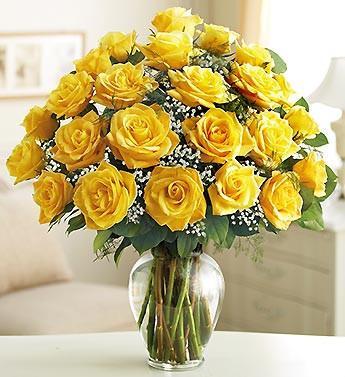 Bright Sunshine - Yellow Roses With Vase
