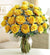 Bright Sunshine - Yellow Roses With Vase- - from Best Flower Delivery in India - Product Details: 20 Yellow Roses 1 Beautiful Glass Vase Seasonal Leaves and Fillers Celebrate your special moments with your beloved ones and gift them this glamorous flower arrangement on their special days. The pack consists of 20 dazzling and stunning yellow roses that are handpicked by our expert florists and further assembled into this vase to create this gorgeous piece. While we always strive to ensure that products are accurately represented in our photographs, from season to season and subject to availability, our florists may be required to substitute one or more flowers for a variety of equal or greater quality, appearance and value. 