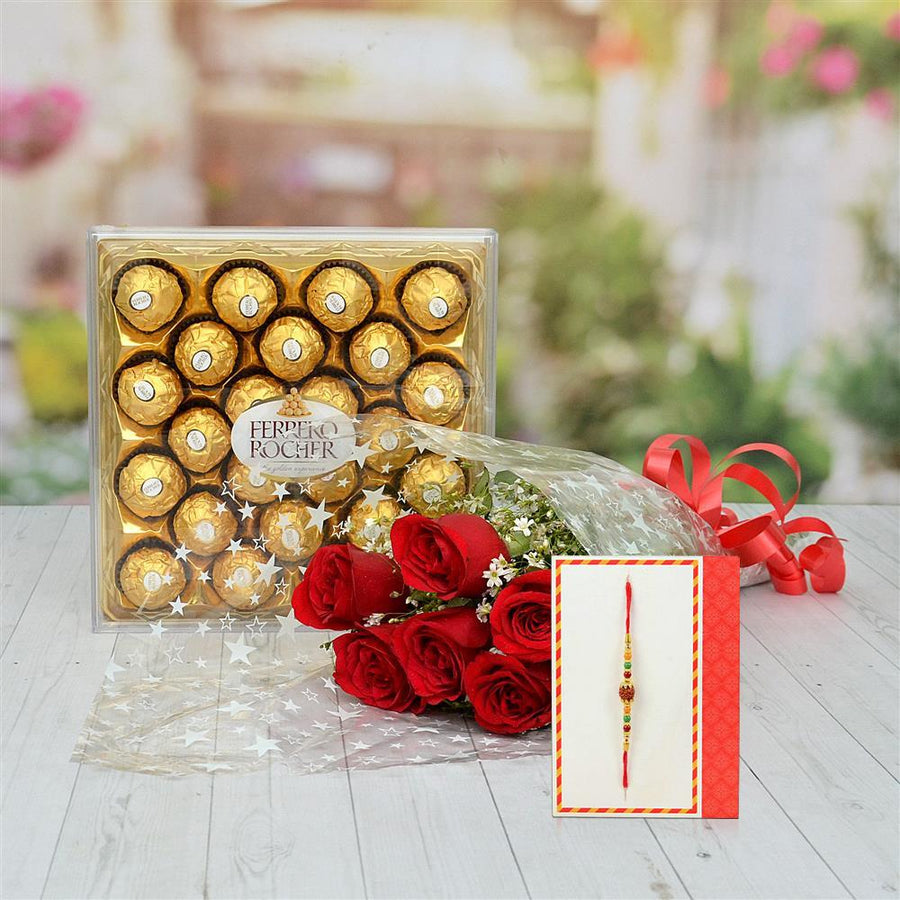 Attractive Rakhi Special Basket And Ferrero Rocher - Send Flowers to India 