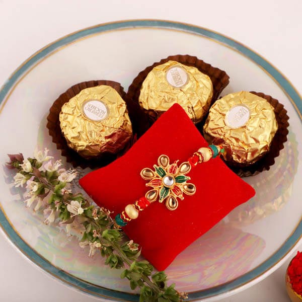 Auspicious Rakhi Gift - for Online Flower Delivery In India 
