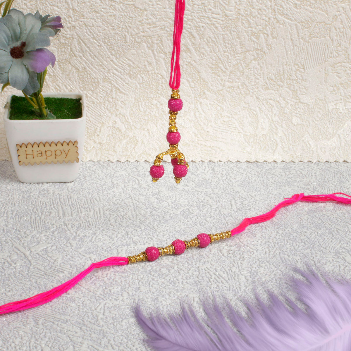 Pink Pearl Rakhi For Brothers