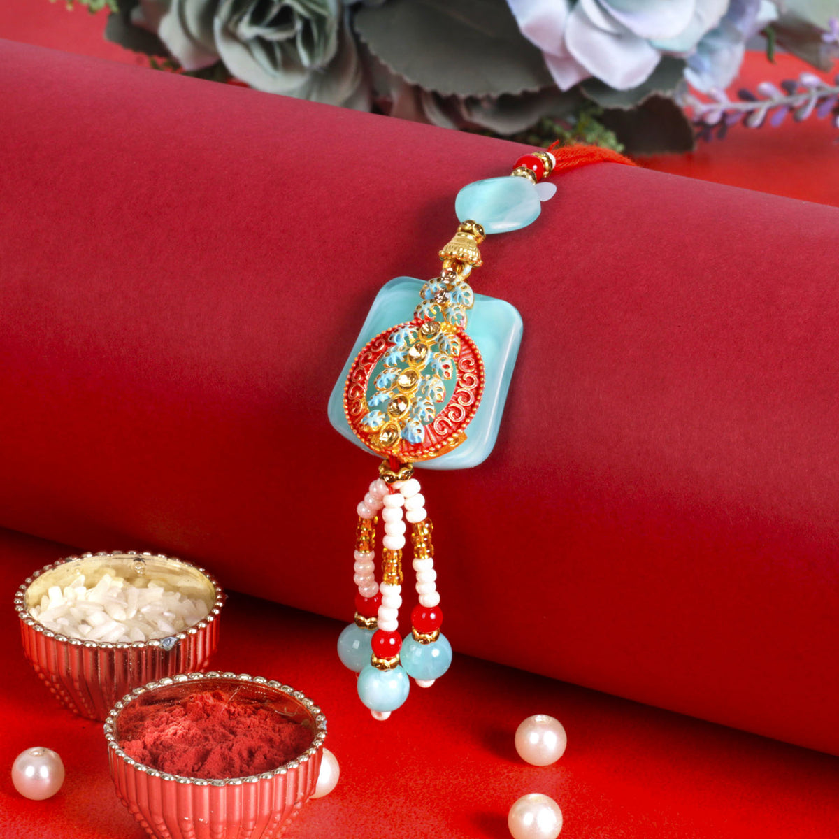 Sea Blue Pearl Rakhi