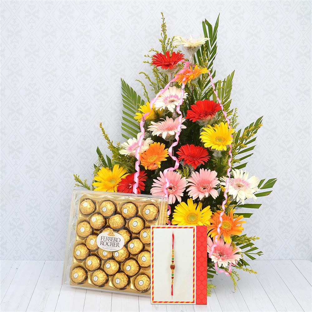 Beautiful Rakshabandhan Bouquet And Ferrero Rocher