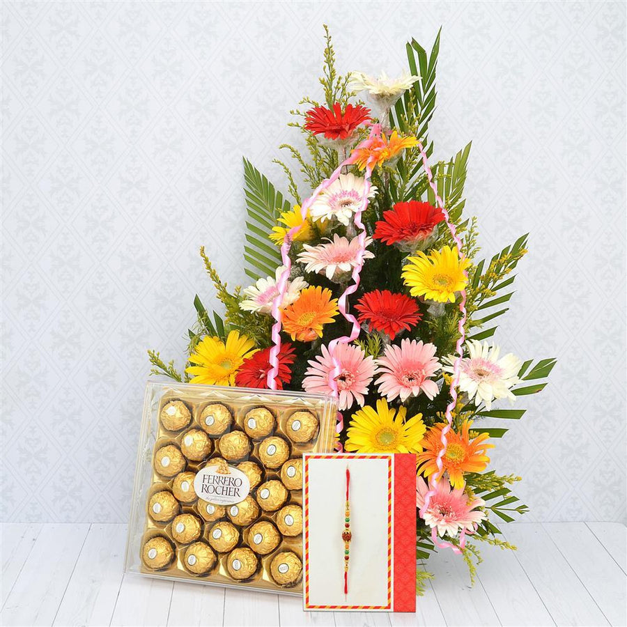 Beautiful Rakshabandhan Bouquet And Ferrero Rocher