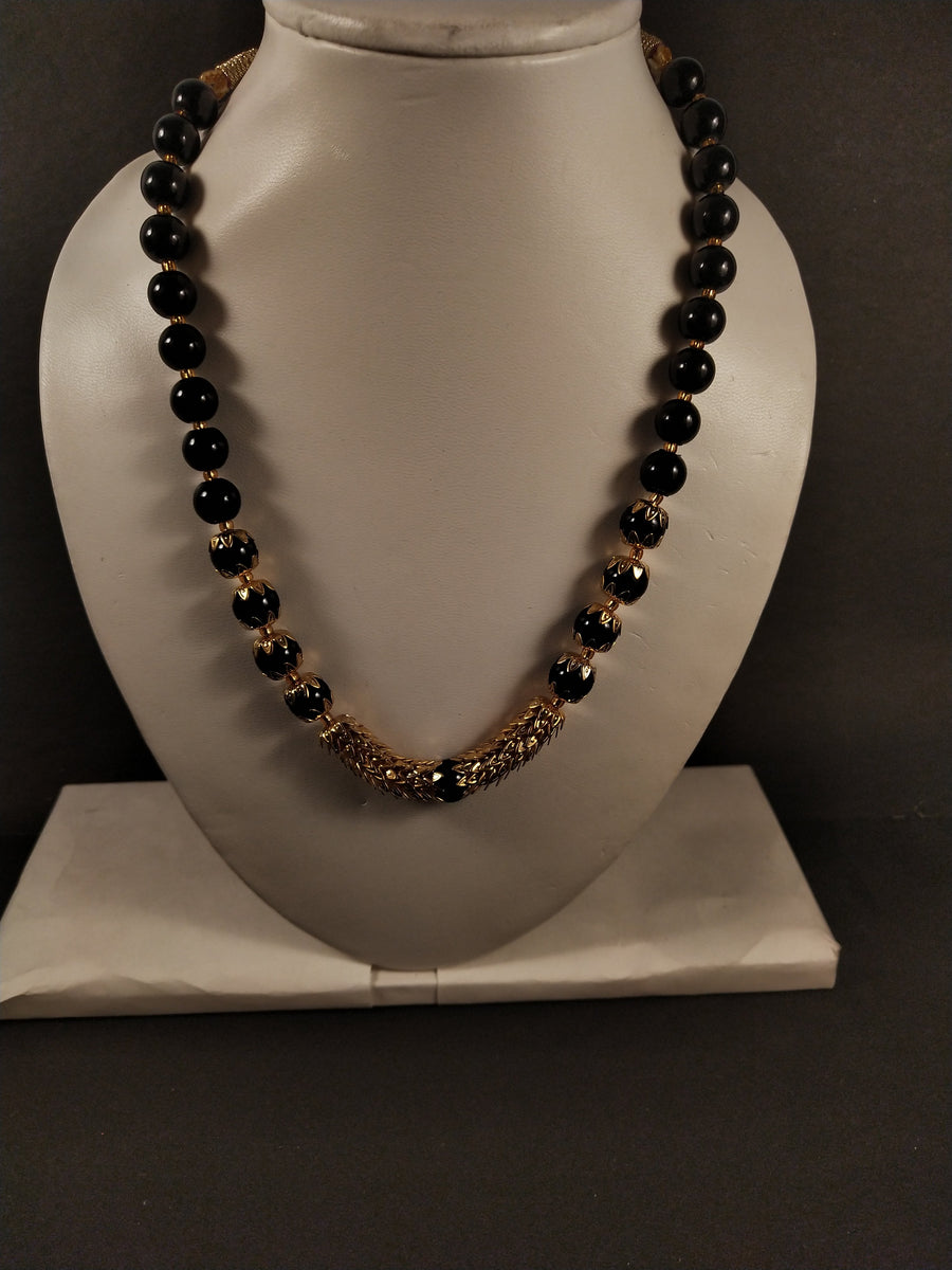 Black Bead Adorned Necklace - for Midnight Flower Delivery in India 
