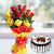 Boundless Treat- Order Cake Online in Category | Combo | Cakes Combo -This Beautiful combo consists of 10 Fresh Red Roses 3 Pieces of Ferrero Rocher wrapped in a flower look with yellow paper Nicely wrapped with Yellow and Red Paper and Red Ribbon bow Half KG Black Forest Cake Note: While we always strive to ensure that products are accurately represented in our photographs, from season to season and subject to availability, our florists may be required to substitute one or more flowers for a variety of equal or greater quality, appearance and value. Also for cakes, Actual design and arrangement might differ based on chef, seasonal elements and ingredient availability. 