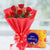 Cute Sweet Treat- Online Flower Delivery In Category | Combos | Flowers and Chocolates Combo -This Beautiful combination of flower and chocolate consists of 6 Fresh Red Roses nicely wrapped in Red paper and Red ribbon bow A box of Cadbury Celebrations (141 gms) Note: While we always strive to ensure that products are accurately represented in our photographs, from season to season and subject to availability, our florists may be required to substitute one or more flowers for a variety of equal or greater quality, appearance and value. Also for cakes, Actual design and arrangement might differ based on chef, seasonal elements and ingredient availability. 