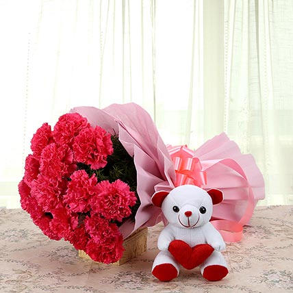 Exotic Pink Teddy Love - for Midnight Flower Delivery in India 