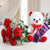 Exotic Teddy Choco Love- Chocolates and Teddy Combo -This Beautiful combo consists of 10 Fresh Red Carnation Seasonal Green/White Fillers 6 Inch Teddy bear and One Dairy Milk Silk(65GM) Note: While we always strive to ensure that products are accurately represented in our photographs, from season to season and subject to availability, our florists may be required to substitute one or more flowers for a variety of equal or greater quality, appearance and value. Also for cakes, Actual design and arrangement might differ based on chef, seasonal elements and ingredient availability. 