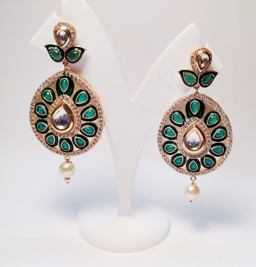 Green Stone Earrings - Send Flowers to India 
