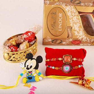 Micky Mouse Rakhi And Lindor Truffles Combo - for Flower Delivery in India 