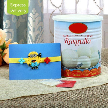 Minion Rakhi And Rasgulla Special Combo - from Best Flower Delivery in India 