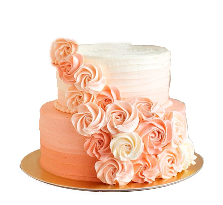 2 Layer Peach Cream Theme Cake
