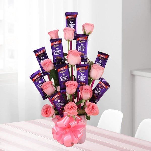 Pink Choco Tower - for Online Flower Delivery In India 