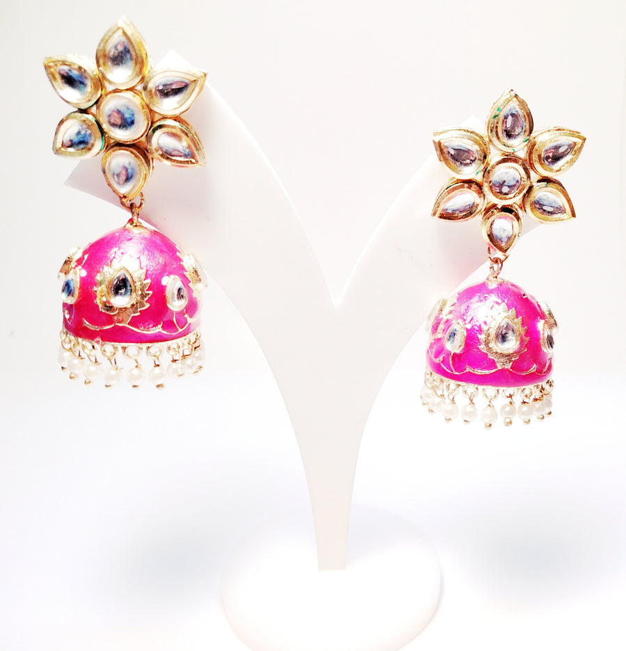Pink Jhumkas - for Midnight Flower Delivery in India 