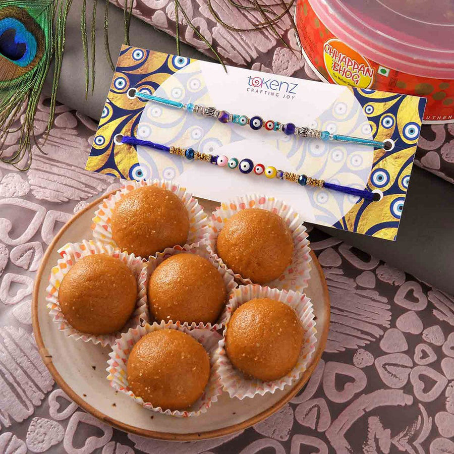 Plain Rakhi N Sweet Combo