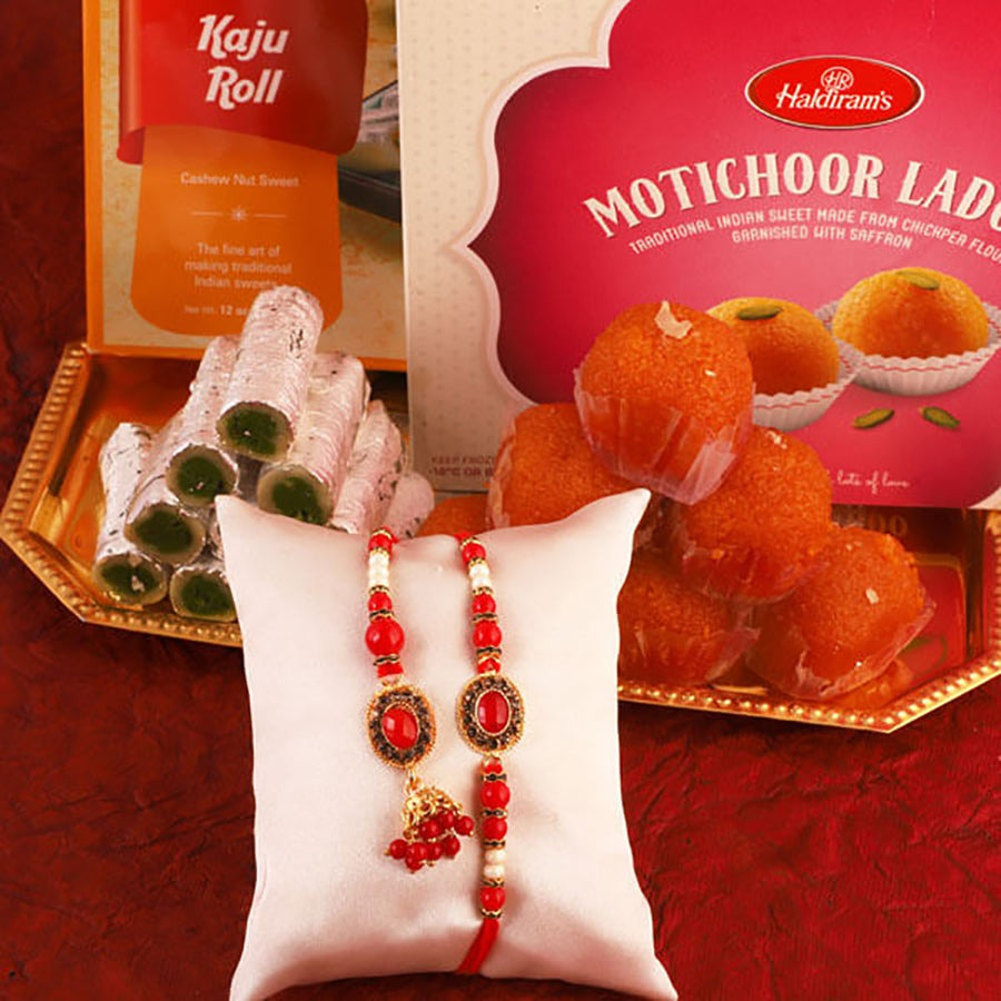 Rakhi N Sweet Combo For Bhaiya Bhabhi - for Midnight Flower Delivery in India 