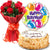 Red Birthday Carnival--This Beautiful Combo consists of 10 Red Rose Wrapped with red paper with seasonal fillers 1/2 Kg Butterscotch Cake(Eggless) One pcs premium happy birthday airfilled mylar balloon Note: While we always strive to ensure that products are accurately represented in our photographs, from season to season and subject to availability, our florists may be required to substitute one or more flowers for a variety of equal or greater quality, appearance and value. Also for cakes, Actual design and arrangement might differ based on chef, seasonal elements and ingredient availability. 