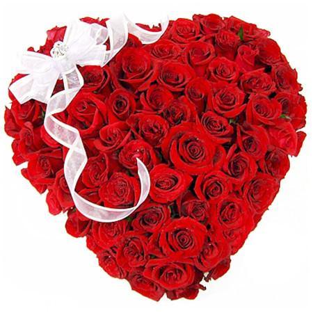Beautiful Red Heart - Heart Shaped 100 Red Roses Bouquet