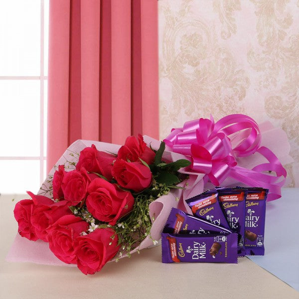Rose And Choco Treat - Send Flowers to India 